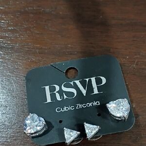 RSVP Heart and Triangle Cubic Zirconia Earrings